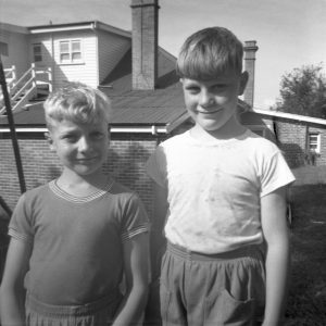 Brian (left) and Kevin (right) in the back garden at Tresca summer of 1964 – 1965.
