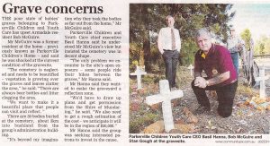 Newspaper article about a neglected children's cemetery